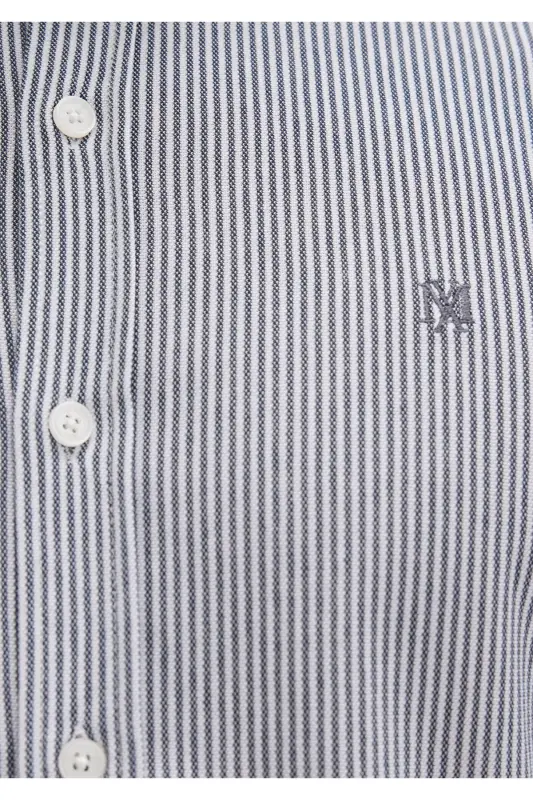 Çizgili Lacivert Gömlek Slim Fit / Dar Kesim 0211402-91331-Lacivert - 7