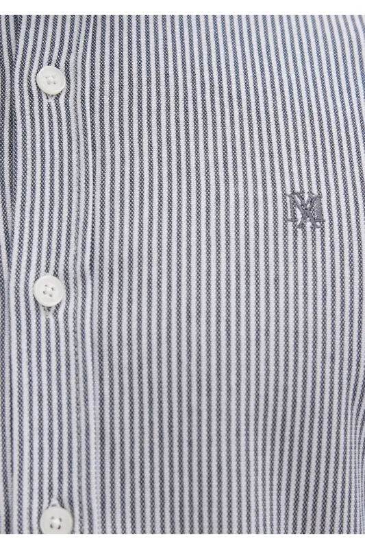 Gestreiftes dunkelblaues Hemd Slim Fit / Slim Fit 0211402-91331 - Lacivert-91331 - 7