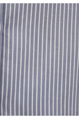 Çizgili Mavi Gömlek Oversize / Geniş Kesim 1211069-89153 - Mavi-89153 - 6