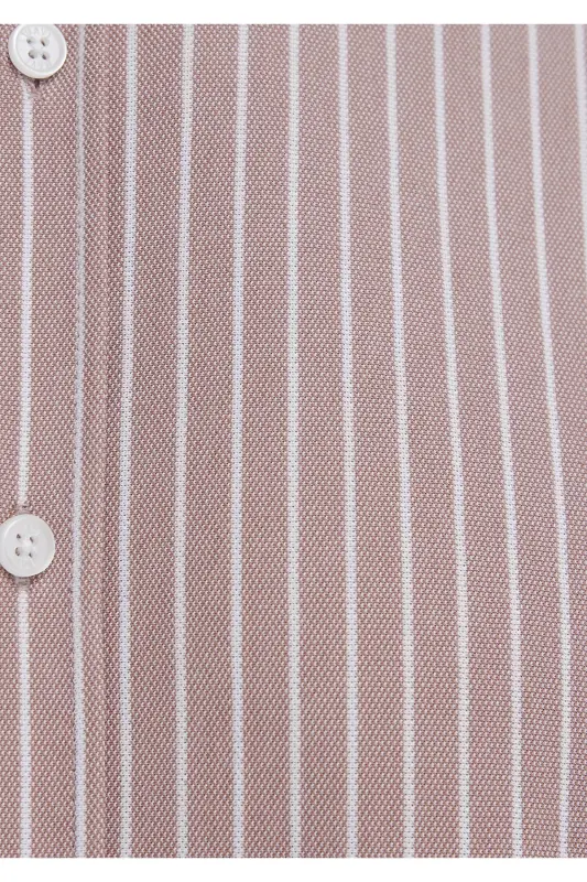Çizgili Pembe Gömlek Slim Fit / Dar Kesim 0211404-91578 - Pembe-91578 - 8