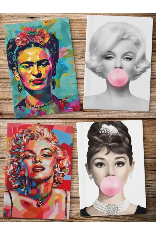 Çizgisiz Defter, Renkli Kapak Notebook 4 Adet, Akıl Defteri, Not Defteri, 64 Sayfa 14*21cm-Renkli - POSTIFULL