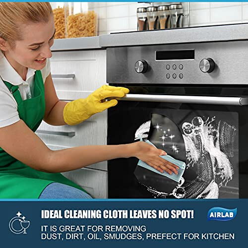 Airlab Streak Free Miracle Cleaning Cloths Easy Clean Nanoscale, Pack of 8, 12'' x 16'', Microfiber Polishing Windows Glass Lint Free Rags Stainless Steel Car Kitchen Reusable - 3