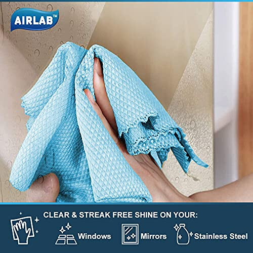 Airlab Streak Free Miracle Cleaning Cloths Easy Clean Nanoscale, Pack of 8, 12'' x 16'', Microfiber Polishing Windows Glass Lint Free Rags Stainless Steel Car Kitchen Reusable - 5