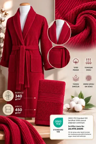 Чизикли халат тўплами 100% пахта Сертификатланган, Юнис - 3