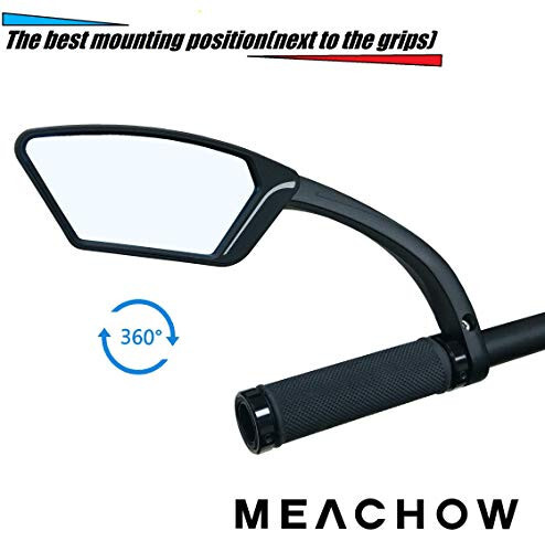 MEACHOW New Scratch Resistant Glass Lens,Handlebar Bike Mirror, Rotatable Safe Rearview Mirror, Bicycle Mirror,ME-002 - 3