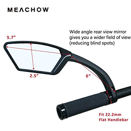 MEACHOW New Scratch Resistant Glass Lens,Handlebar Bike Mirror, Rotatable Safe Rearview Mirror, Bicycle Mirror,ME-002 - 4