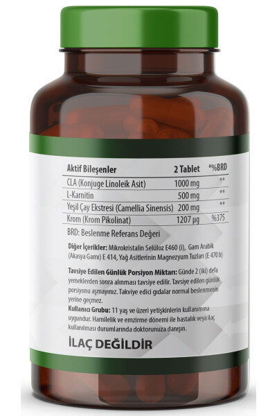 Cla Yeşilçay L-Karnitin Krom Pikolinat 90 Tablet - 2