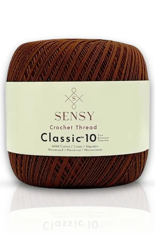 Classic 10 Crochet Thread 100% Mercerized Cotton Knitting Yarn, Lace Yarn, Giza Egyptian Cotton Brown-Brown - 1