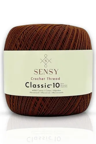 Classic 10 Crochet Thread 100% Mercerized Cotton Knitting Yarn, Lace Yarn, Giza Egyptian Cotton Brown-Brown 