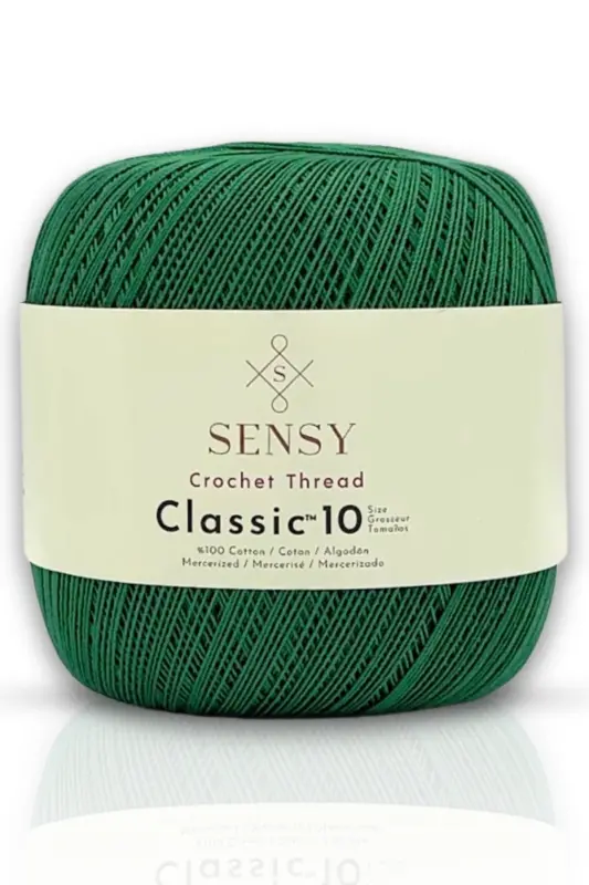 Classic 10 Crochet Thread 100% Mercerized Cotton Knitting Yarn, Lace Yarn, Giza Egyptian Cotton Green-Green - 1