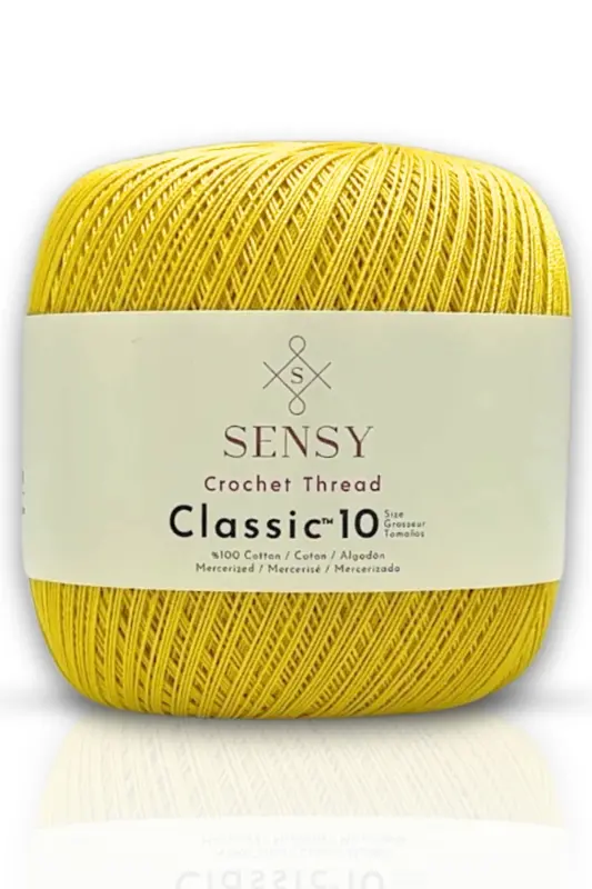 Classic 10 Crochet Thread 100% Mercerized Cotton Knitting Yarn, Lace Yarn, Giza Egyptian Cotton Mercerized Thread Yellow-Yellow - SENSY