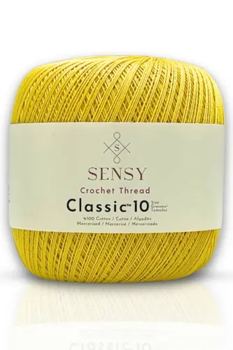 Classic 10 Crochet Thread 100% Mercerized Cotton Knitting Yarn, Lace Yarn, Giza Egyptian Cotton Mercerized Thread Yellow-Yellow 