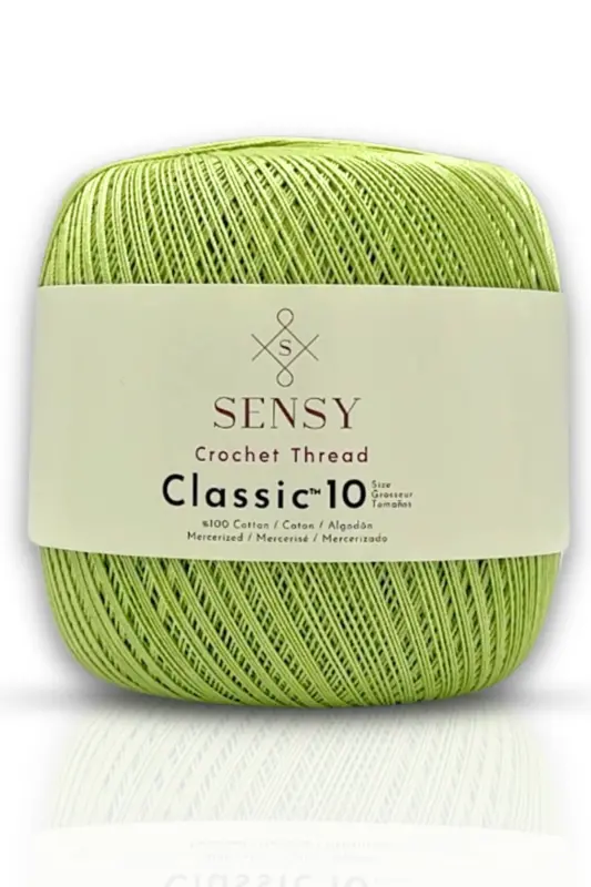 Classic 10 Tığ İpi 100% Merserize Pamuk Örgü İpi, Dantel İpi, Giza Mısır Pamuğu Fıstık Yeşili-Fıstık Yeşili - SENSY