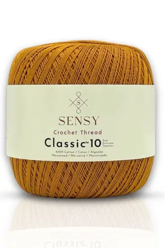 Classic 10 Tığ Ipi 100% Merserize Pamuk Örgü Ipi, Dantel Ipliği Giza Mısır Pamuğu Hardal-Hardal - 1