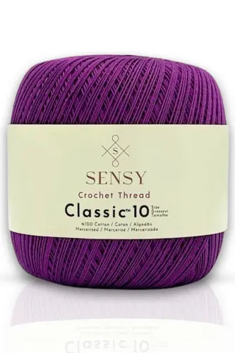 Classic 10 Tığ Ipi 100% Merserize Pamuk Örgü Ipi, Dantel Ipliği Giza Mısır Pamuğu Mor-Mor 