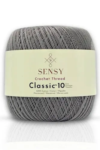 Classic 10 To‘qimachilik Ip 100% Merserlangan Paxta O‘rish Ipi, To‘r Ipi, Giza Misr Paxtasi Kulrang-Kulrang 