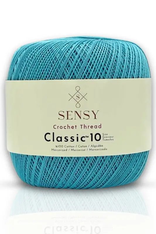 Classic 10 To‘qimachilik Ip 100% Merserlangan Paxta Triko Ipi, To‘r Ipi, Giza Misr Paxtasi Ochiq Moviy-Ochiq Moviy - SENSY