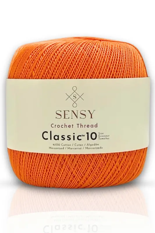 Classic 10 To‘qimachilik ipi 100% Merserlangan paxta O‘rish ipi, To‘r ipi, Giza Misr paxtasi Apelsin ip-Apelsin - 1