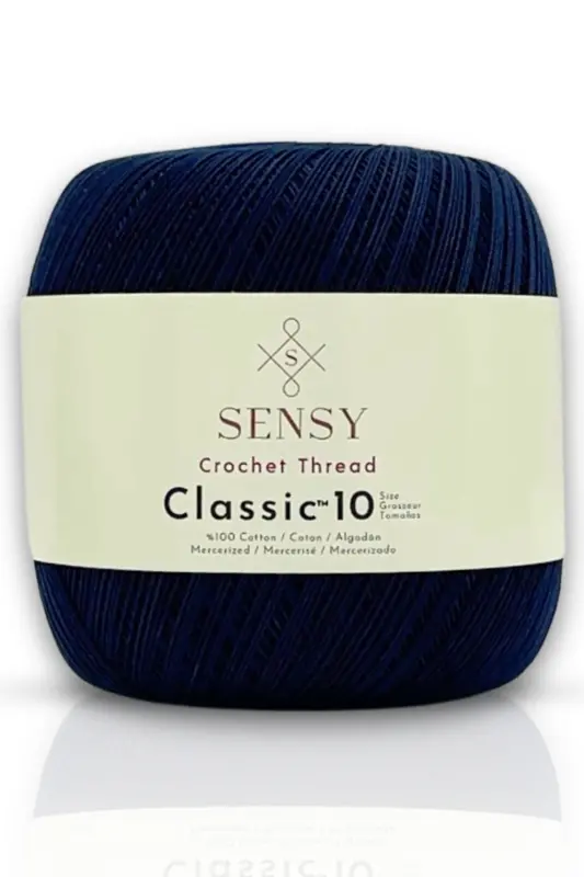 Classic 10 To‘qimachilik ipi 100% Merserlangan Paxta Triko ipi, Dantel ipi, Giza Misr Paxtasi To‘q ko‘k Ip-To‘q ko‘k - SENSY