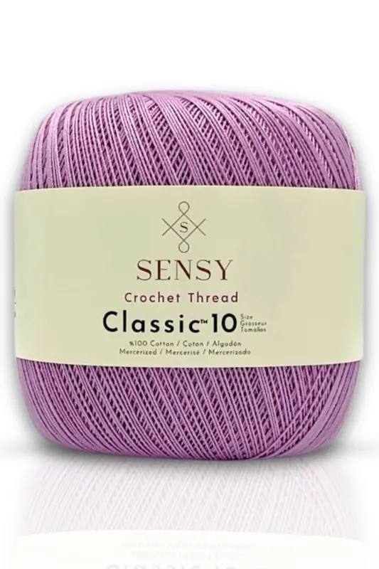 Classic 10 To‘quv Ip 100% Merserlangan Paxta O‘rish Ipi, Dantel Ipi, Giza Misr Paxtasi Ip Lila-Lila - SENSY