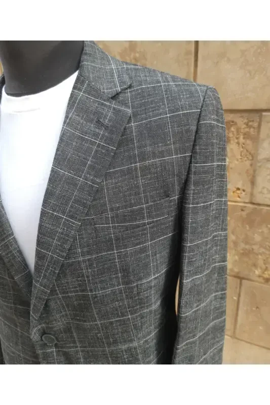 CLASSIC 2 BUTTON DOUBLE SLIT BLAZER JACKET-BLACK - 2