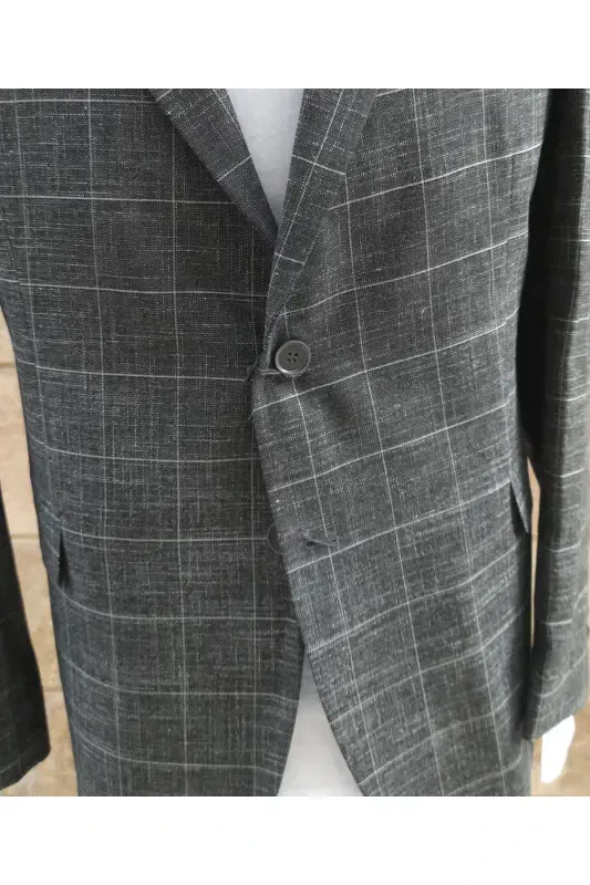 CLASSIC 2 BUTTON DOUBLE SLIT BLAZER JACKET-BLACK - 3