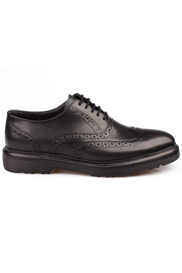 Classic Black Leather and Suede Shoes with Thick Sole, Suitable for Suits and Wedding Attire - 1