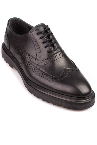 Classic Black Leather and Suede Shoes with Thick Sole, Suitable for Suits and Wedding Attire - 2