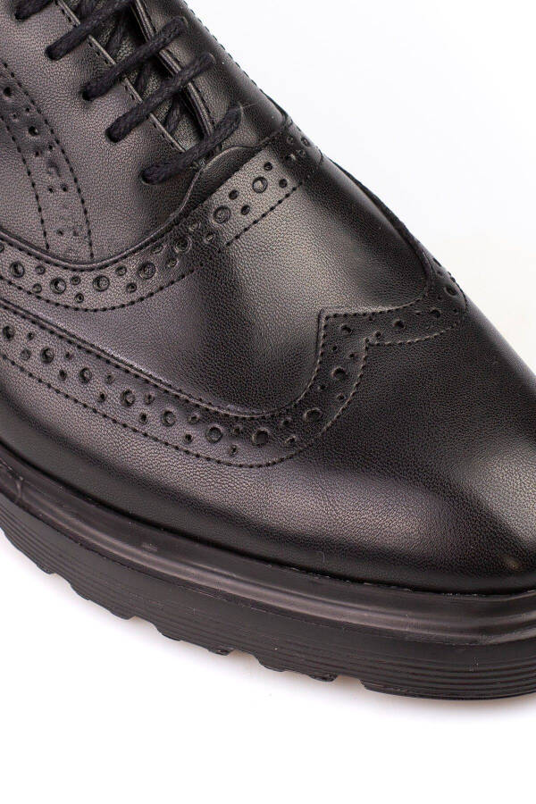 Classic Black Leather and Suede Shoes with Thick Sole, Suitable for Suits and Wedding Attire - 4