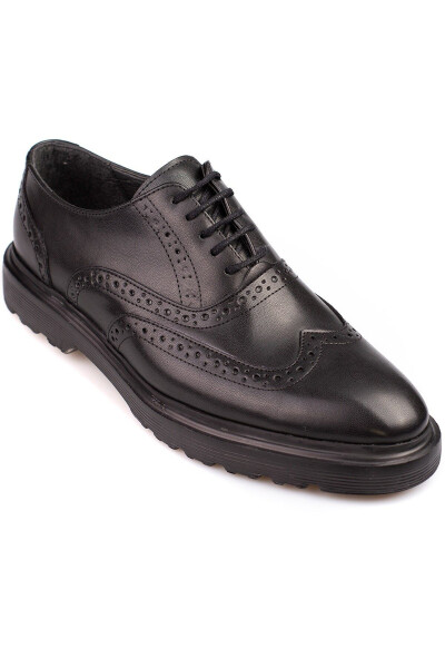 Classic Black Leather and Suede Shoes with Thick Sole, Suitable for Suits and Wedding Attire - 8