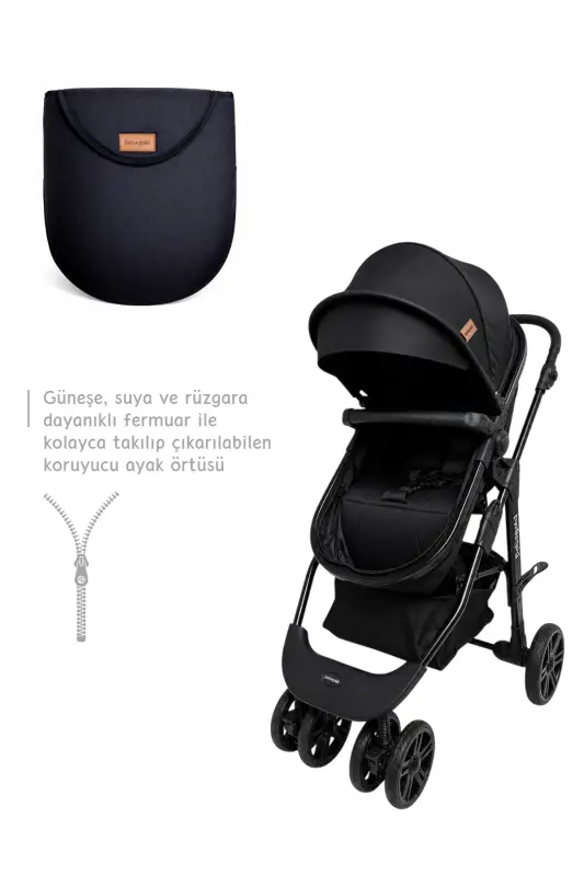 Classic Black Travel Sistem, Çift Yönlü, ( Seyahat Sistem ) Bebek Arabası Pusetsiz - FULL Siyah - BEBEGOLD