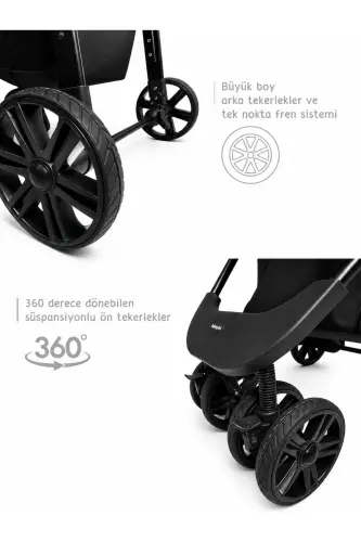 Classic Black Travel System, Two-Way, (Travel System) Stroller Without Bassinet - FULL Black - 3