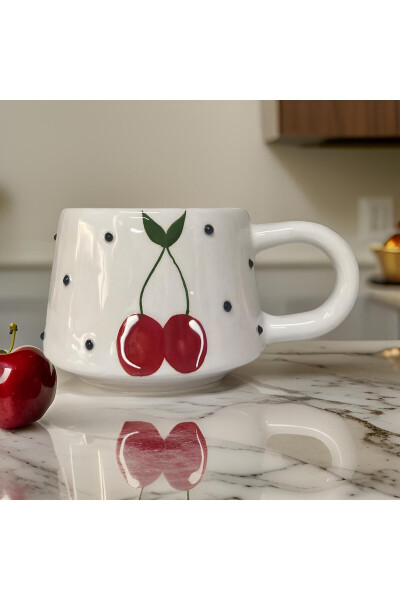 Classic Cherry Ceramic Cup Mug Double Coffee Cup - 21