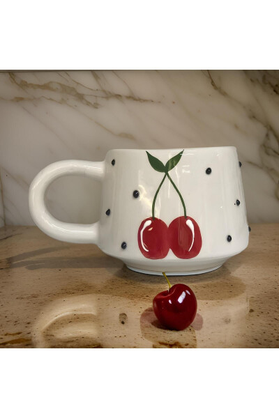 Classic Cherry Ceramic Cup Mug Double Coffee Cup - 22