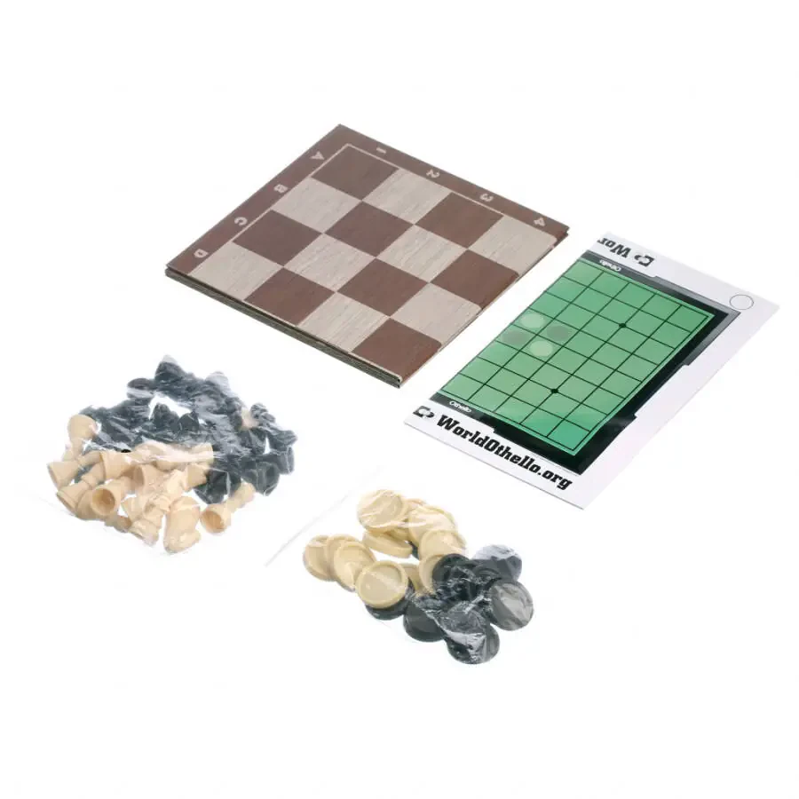 Classic Chess Checkers and Tic-Tac-Toe Set with Othello Demo - 2