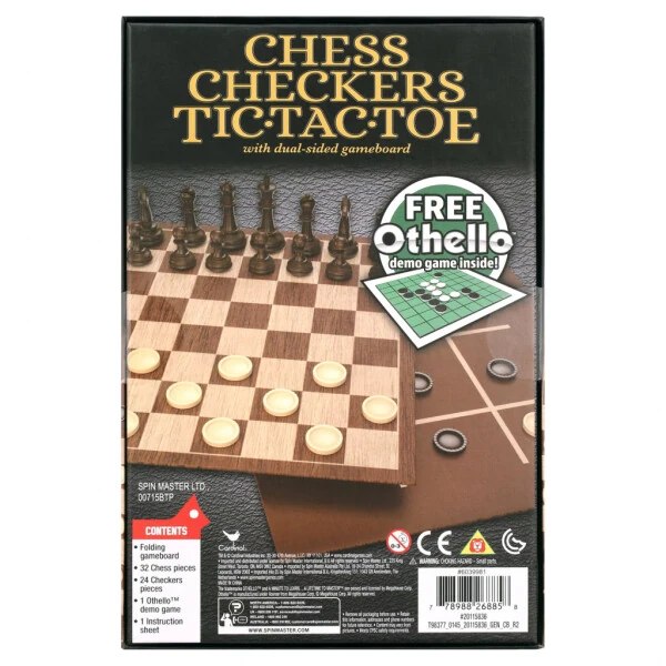 Classic Chess Checkers and Tic-Tac-Toe Set with Othello Demo - 7
