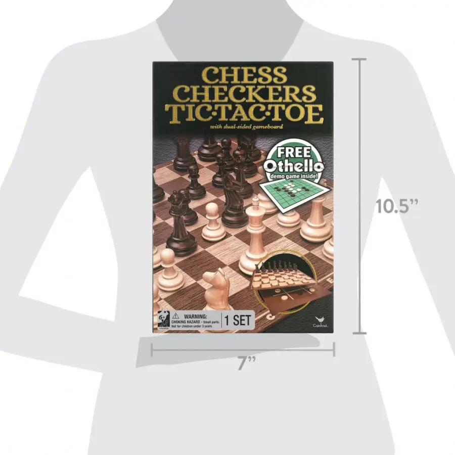 Classic Chess Checkers and Tic-Tac-Toe Set with Othello Demo - 9
