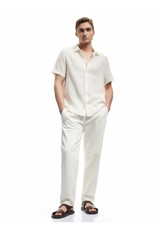 Classic Collar Cotton Regular Fit Palm Embroidered K - 7