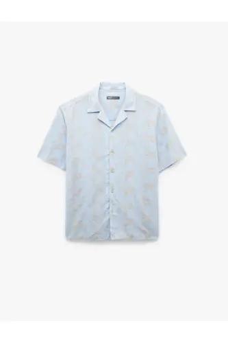 Classic Collar Cotton Short Sleeve Floral Patterned Shirt - 3