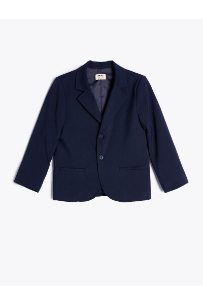 Classic collar, pocket detailed, long sleeve, buttoned blazer school jacket. - 8