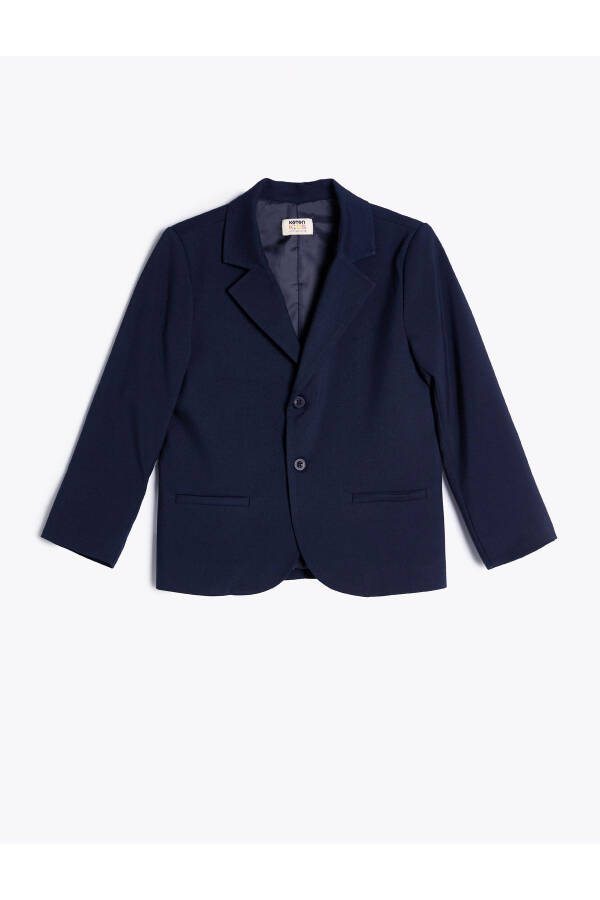 Classic collar, pocket detailed, long sleeve, buttoned blazer school jacket. - 8