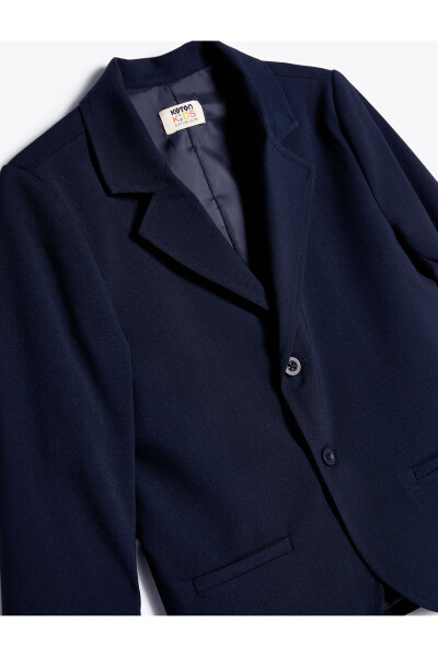 Classic collar, pocket detailed, long sleeve, buttoned blazer school jacket. - 10