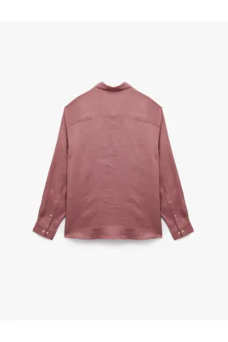 Classic Collar Regular Fit Long Sleeve Linen Shirt-Gü - 5