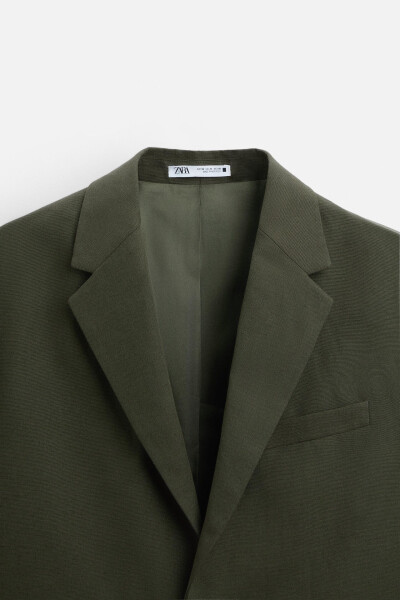 Classic cotton linen blazer, khaki. - 8