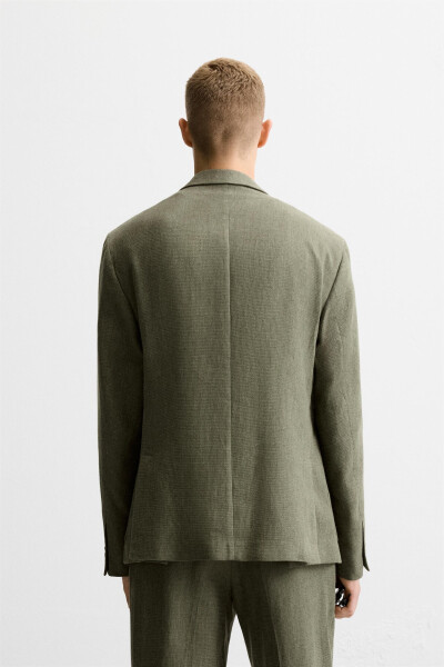 Classic cotton linen blazer, medium green. - 11