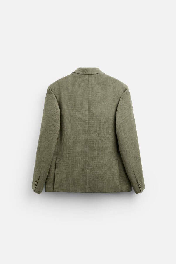 Classic cotton linen blazer, medium green. - 15