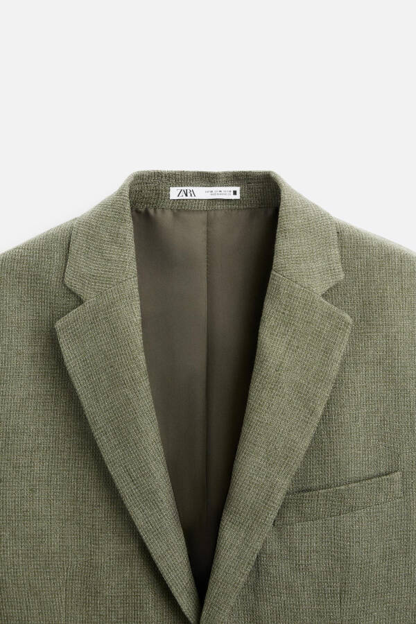 Classic cotton linen blazer, medium green. - 16