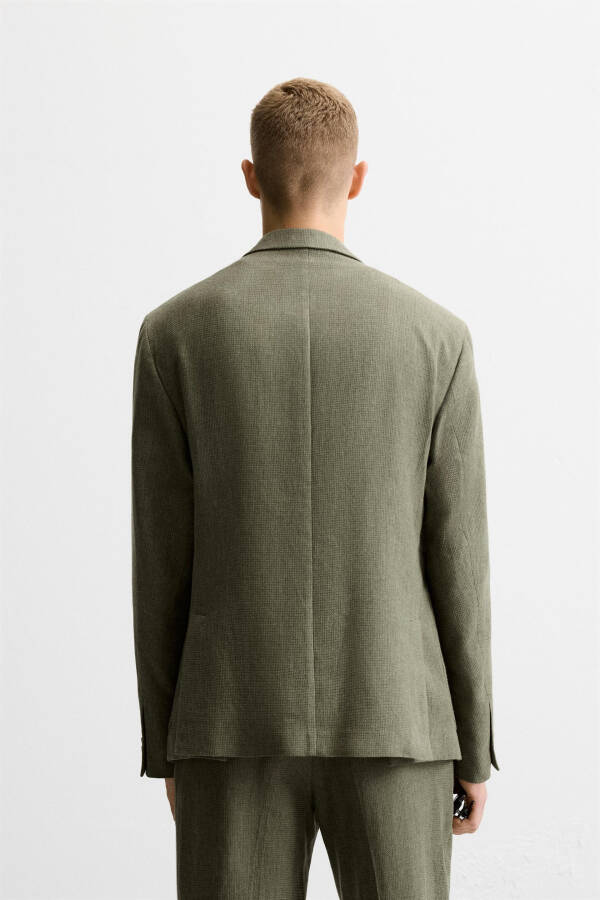 Classic cotton linen blazer, medium green. - 3