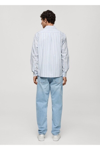 Classic Cut Cotton Linen Rustic Striped Shirt - 4