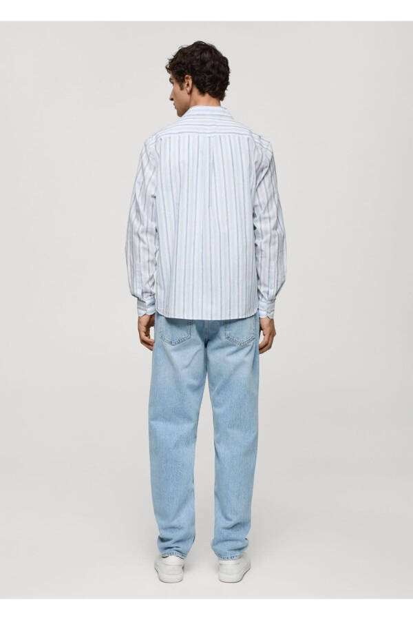 Classic Cut Cotton Linen Rustic Striped Shirt - 4